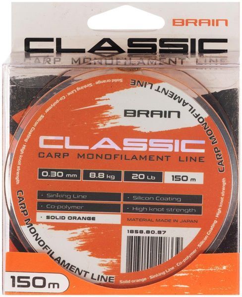 Леска Brain Classic Carp Line (solid orange) 150m 0.30mm 20lb 8.8kg 1858.80.87 фото