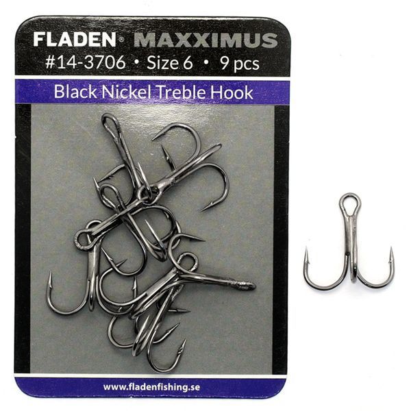 Тройник Fladen Maxximus Black Nickel Treble Hooks 1/0 3pc (14-37100) 14-37100 фото