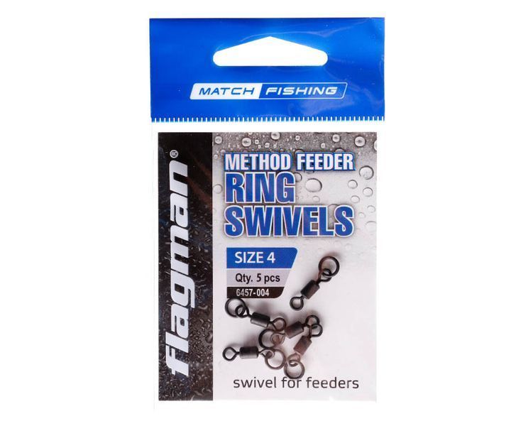 Вертлюжок с кольцом Flagman Flat Feeder Rings Swivels №4 5шт 6457-004 фото