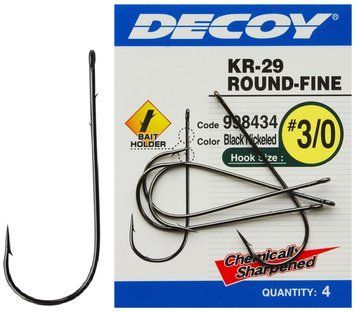 Крючок Decoy KR-29 Worm Round-Fine #3/0 (4 шт/уп) 1562.04.13 фото