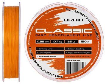 Леска Brain Classic Carp Line (solid orange) 150m 0.35mm 25lb 10.7kg 1858.80.88 фото