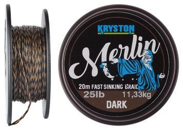 Повідковий матеріал Kryston Merlin Fast Sinking Supple Braid 20m 35lb к:dark silt 8326.00.08 фото