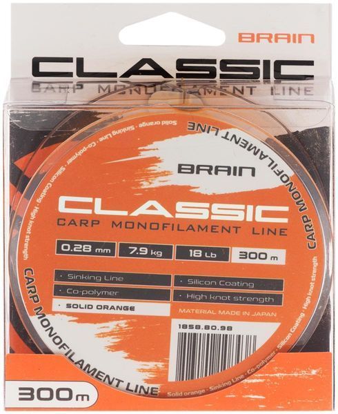 Леска Brain Classic Carp Line (solid orange) 300m 0.28mm 18lb 7.9kg 1858.80.98 фото