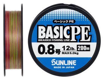 Шнур Sunline Basic PE 200m (Multi Color) #0.8/0.153mm 12lb/6kg 1658.11.71 фото