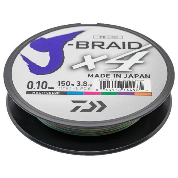 Шнур Daiwa J-Braid X4E 150m Multi Color 10.2kg 0.19mm #2.0 (12745-019) 12745-019 фото