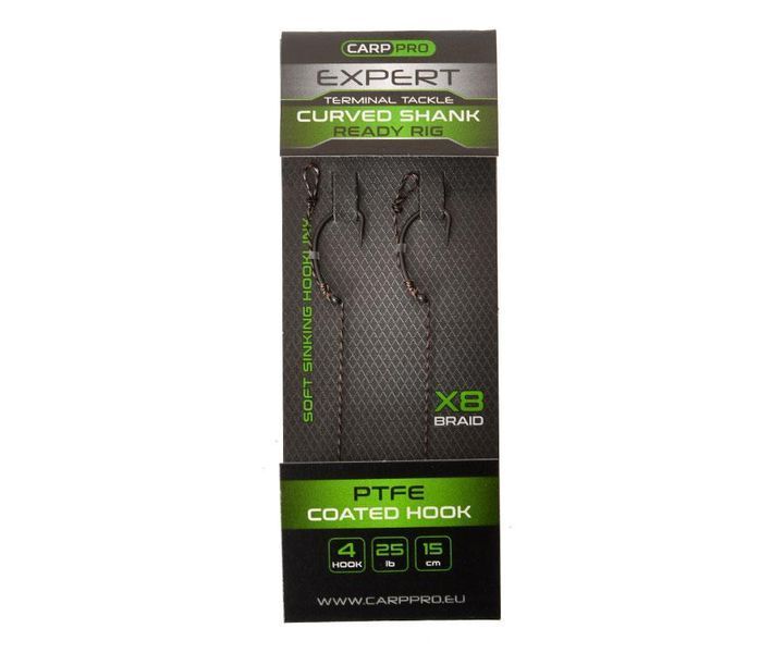 Готовий повідець Carp Pro 15см Sinking Braid 25 lb x8 PTFE Curved Shank №8 CP258-CS082 фото