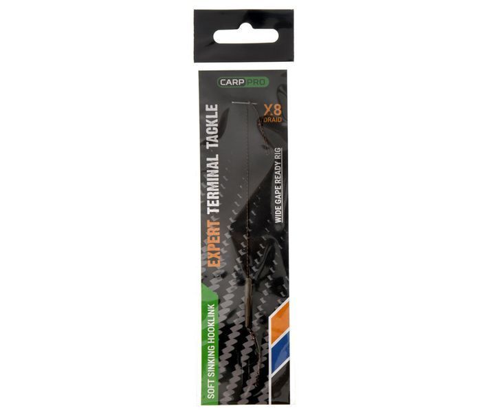 Готовий повідець Carp Pro Sinking Braid x8 30lb з гачком Wide Gape №4 CP308-WG04 фото