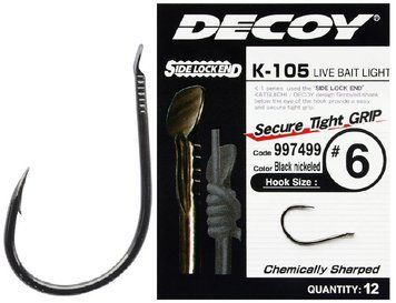 Крючок Decoy K-105 Live Bait Light #8 (12 шт/уп) 1562.03.42 фото