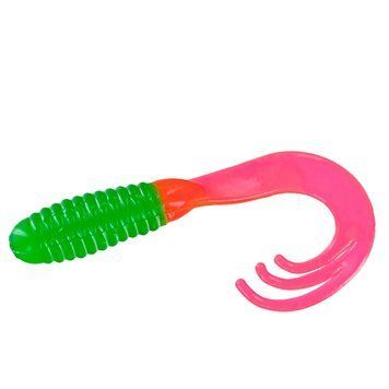 Силикон Big Bite Baits Triple Tip Grub 2" 10pc #Green Hot Pink Tail (2317499) 2317499 фото