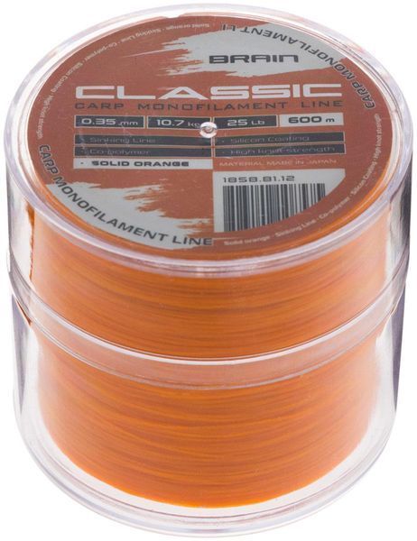 Леска Brain Classic Carp Line (solid orange) 600m 0.35mm 25lb 10.7kg 1858.81.12 фото