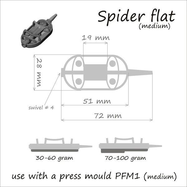 Кормушка Orange Spider Flat Method з вертлюгом № 4 100г 1959.01.24 фото