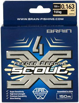 Шнур Brain Scout 4X 150m (camo green) 0.163mm 9.8kg 1858.54.83 фото