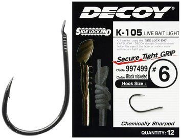Крючок Decoy K-105 Live Bait Light #10 (12 шт/уп) 1562.03.40 фото