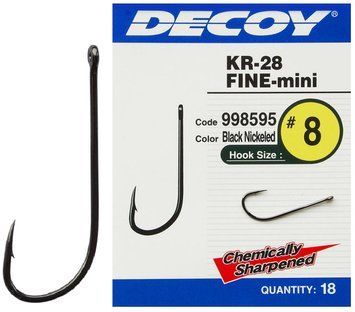 Крючок Decoy KR-28 Fine Mini #8 (18 шт/уп) 1562.03.30 фото
