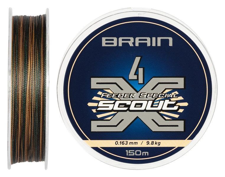 Шнур Brain Scout 4X 150m (camo green) 0.163mm 9.8kg 1858.54.83 фото