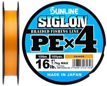 Шнур Sunline Siglon PE х4 150m (оранж.) #0.3/0.094mm 5lb/2.1kg 1658.09.27 фото